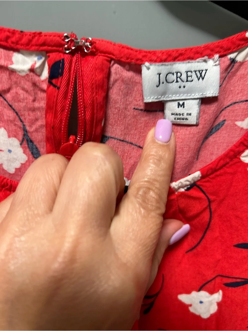 J.Crew Factory Red Floral Puff Sleeve Tiered Midi Dress Size Medium